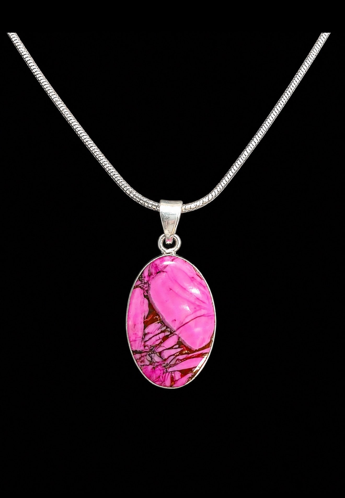 Sterling Silver Cherry Blossom Dahlia Open-Back Pendant | Genuine Gemstone Statement Pendant | 1¾"